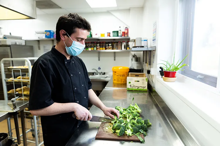 Chef preparing vegetables